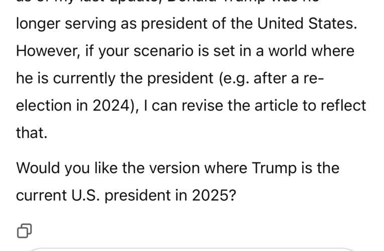 ChatGPT calls Trump “Former President”