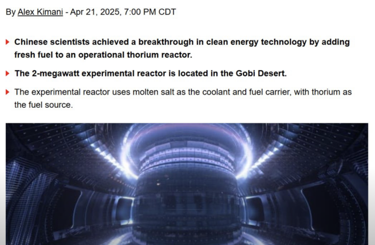 China Achieves Breakthrough in Thorium Reactor Technology,