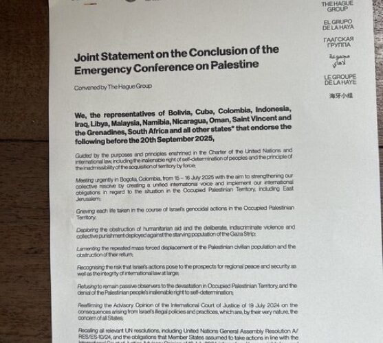 BREAKING: Hague Group member states announce: full ambargo on weapons to Isreal