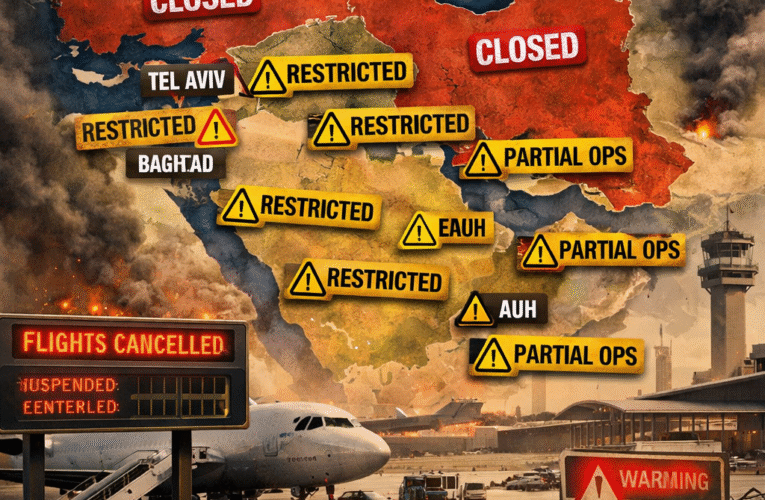 Widespread Airport Closures and Flight Suspensions in Middle East—Day 9 Update