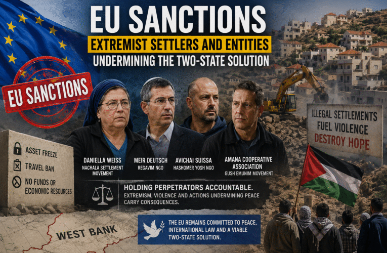 EU sanctions extremist settlers and entities undermining the Two-